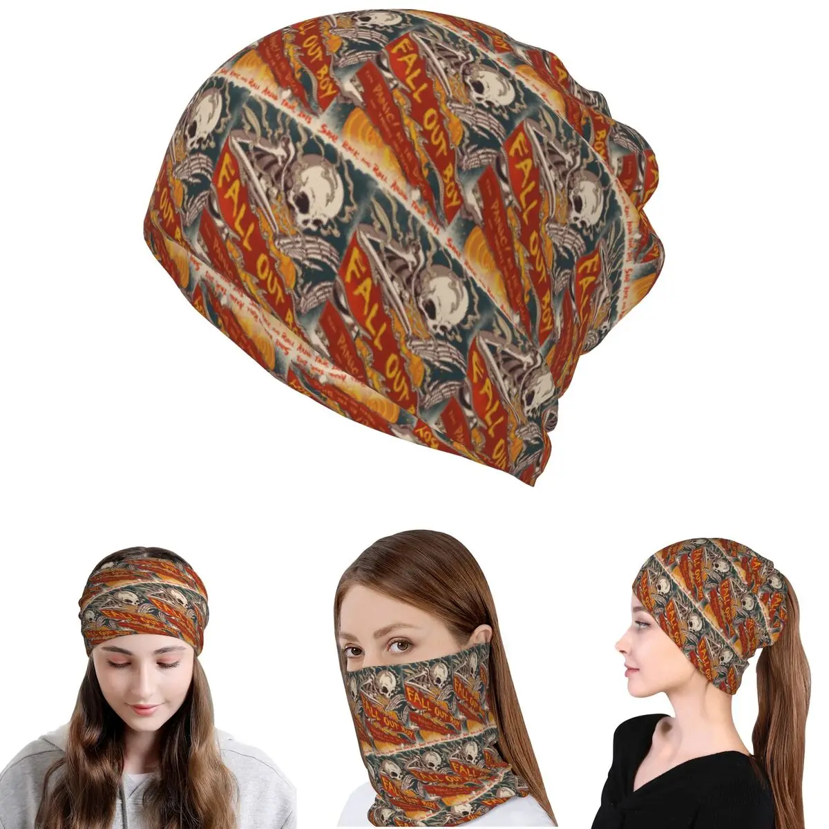 

Fall Out Boy Bandana Neck Gaiter Wrap Mask Scarf Multi-use Headband Beanies Hat for Men Women Adult Breathable