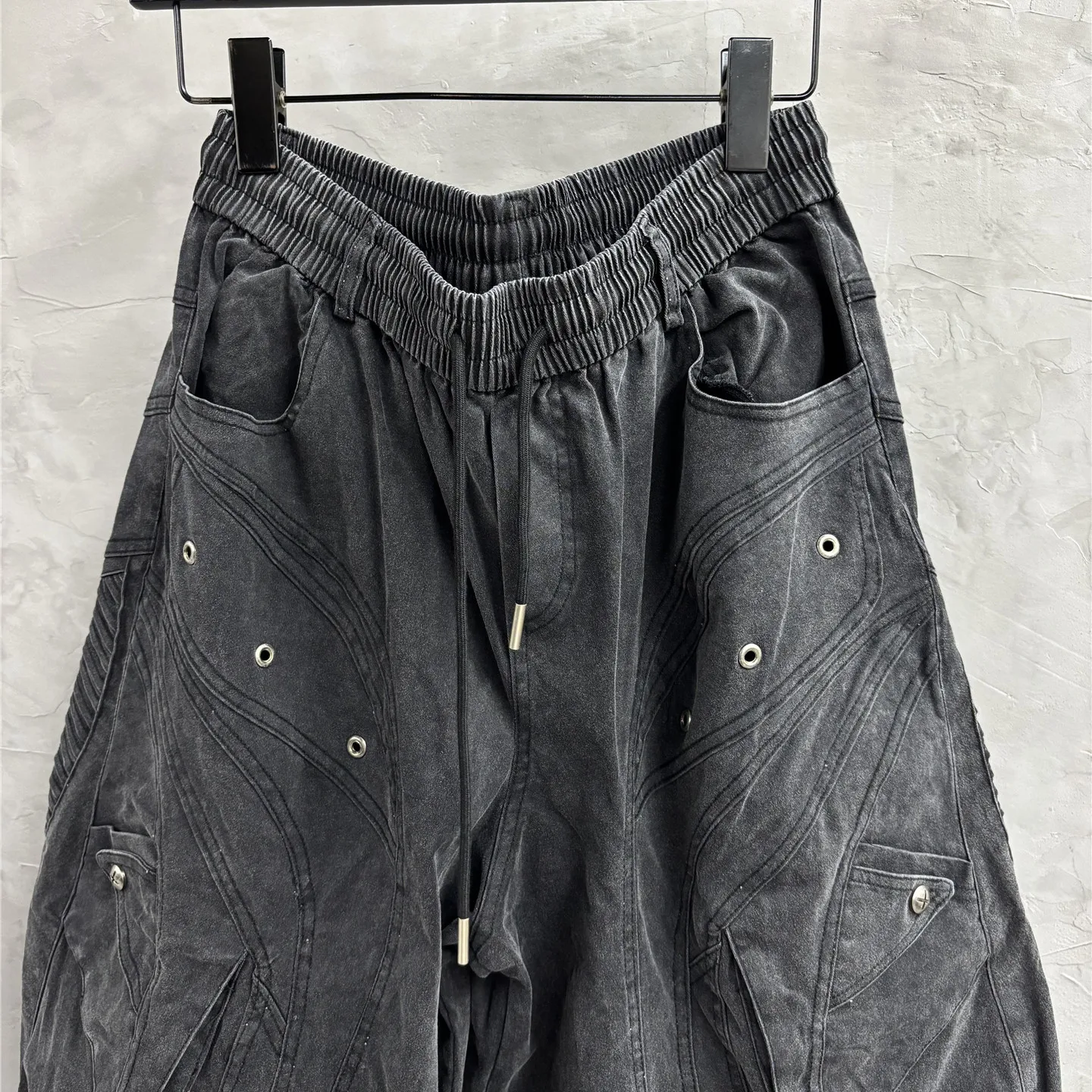 Retro Washed Deconstruction Patchwork Cargo Pants Personality Ruffle Handsome Stylish Flow Matchet Profile Casual