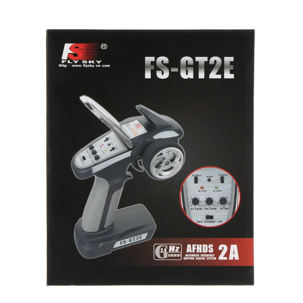 Flysky Afstandsbediening FS-GT2E AFHDS 2A 2,4 ghz 2CH Radiosysteem voor RC Auto Boot met FS-A3 Ontvanger 1024 Gevoeligheid 2 Kanalen