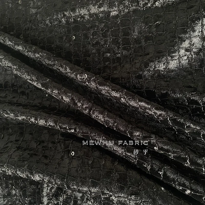 Black Velour Fabrics Jacquard Creativity Design Apparel Sewing Fabrics Wholesale Cloth for Diy Polyester Spandex Material