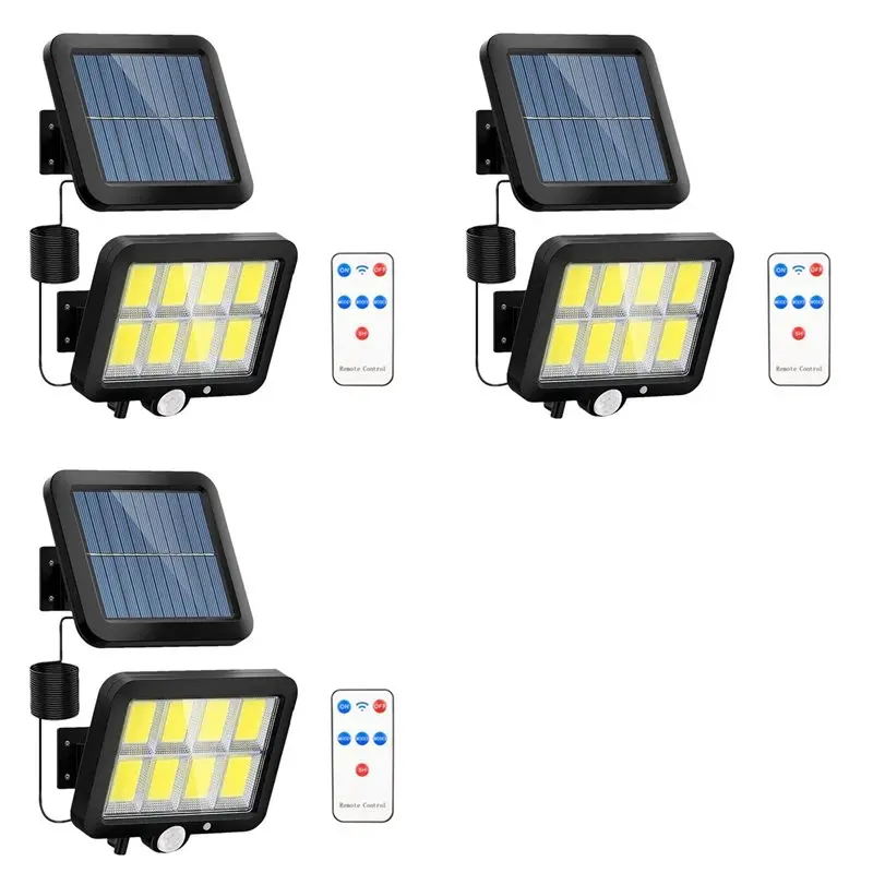 

ABLK 3X LED Solar Split Wall Lamp 3 Mode Waterproof Motion Sensor Lamps Garden Street Lighting Solar Lamp A