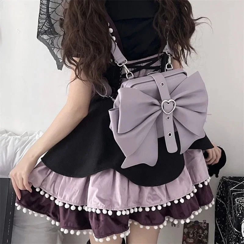 Y2K Bow Tote Bag Itabag Sweet Kawaii Shoulder Bag Handbag High Capacity Student Girl High Street Tote Bag Cute Backpack Handbag