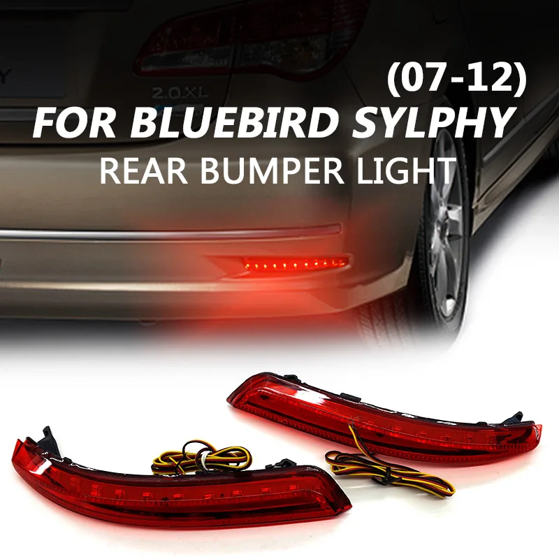 2 Pcs For Nissan Bluebird Sylphy 2007‑2012 LED Rear Bumper Lights Reflector Tail Brake Lamp Driving Light Rear Fog Lamp 12V