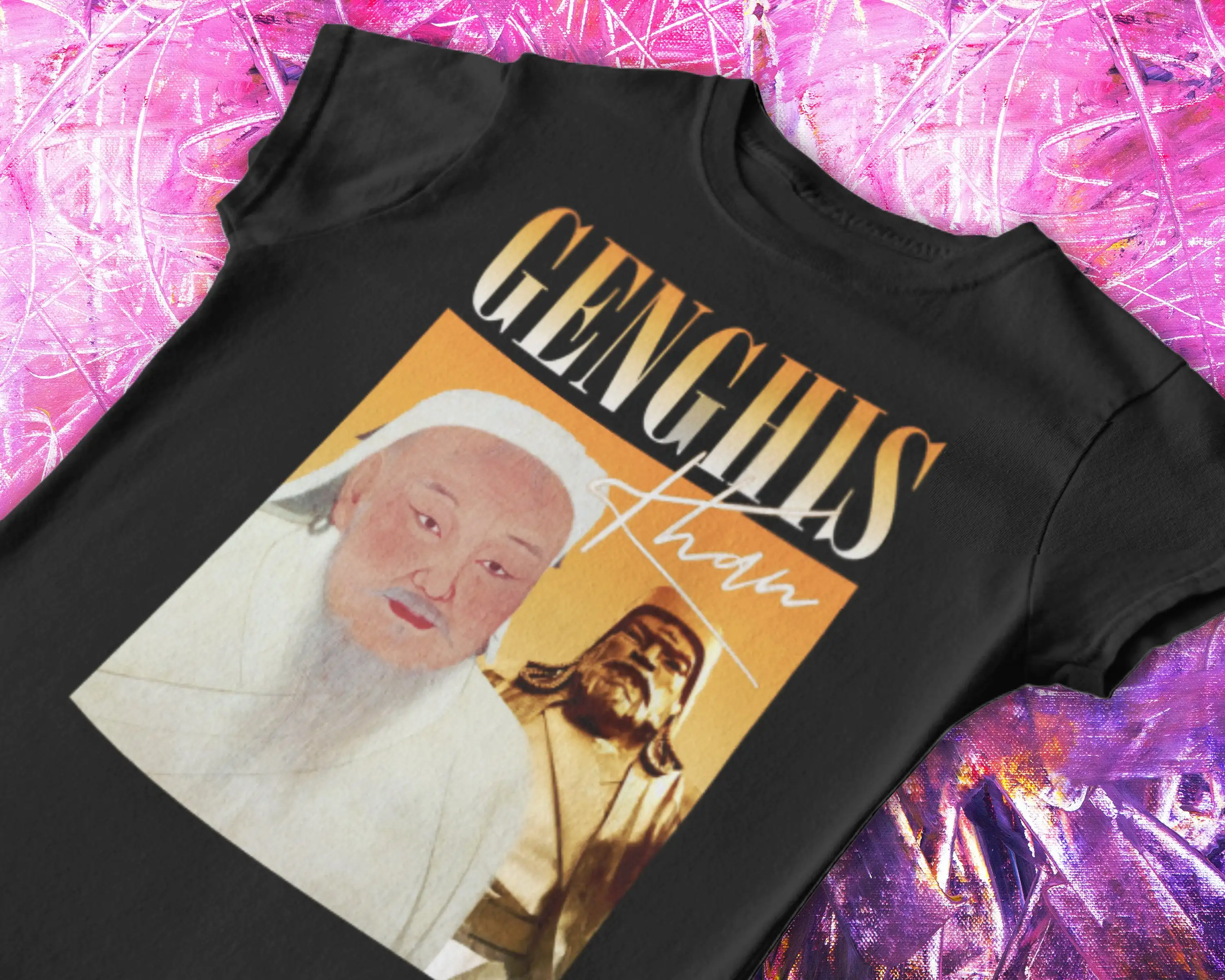 Genghis Khan T Shirt Y2K 90S Vintage Mongolian The Mongols Ghenghis Famous Historic Figures Mongol Empire Chinggis