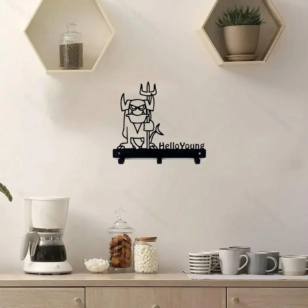 CIFBUY Cartoon Metal Wall Hook Iron Mug Towel Holder Hanging Decor Rust Proof Kitchen Bathroom Pantry Gift Plaque Sign