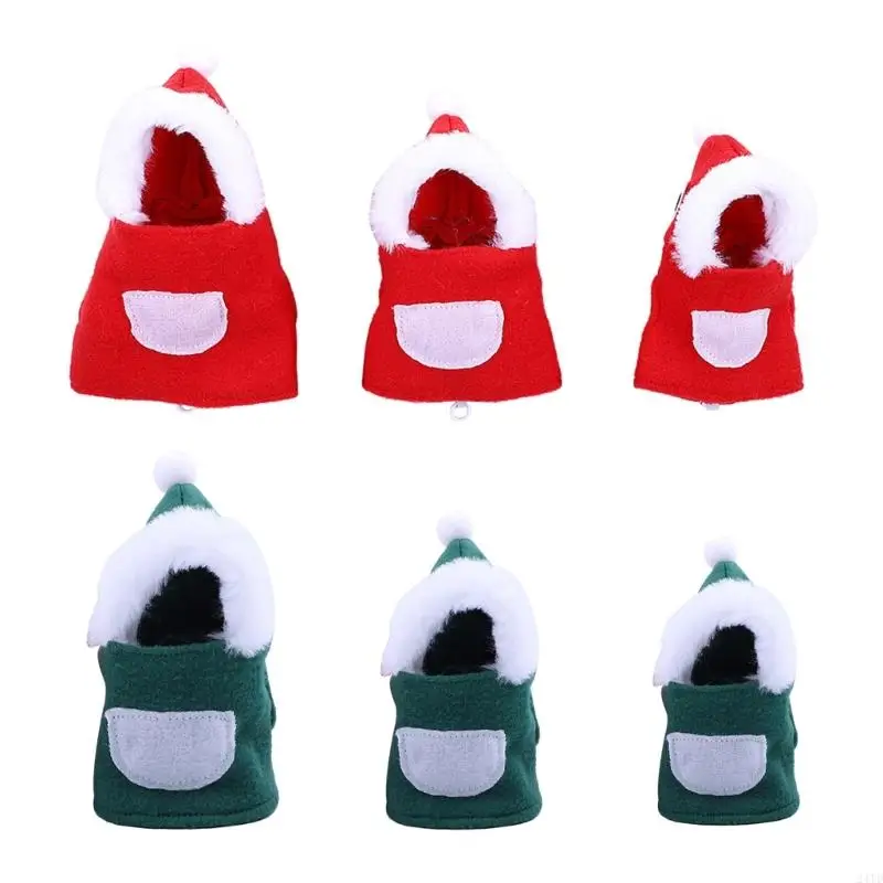 

24TD Funny Santa Birds Clothes Flying Suit Parrots Christmas Costume Cosplay Winter Warm Hat Hooded for Cockatiel Birds