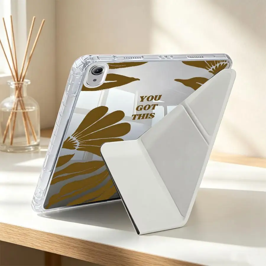 Tablet Case For iPad 11th Mini 7 6 5 Air 8 M2 M3 3 Pro 13 2025 2026 10th Gen 9th 12th With Pen Slot Cover Cartoon Flower Letters