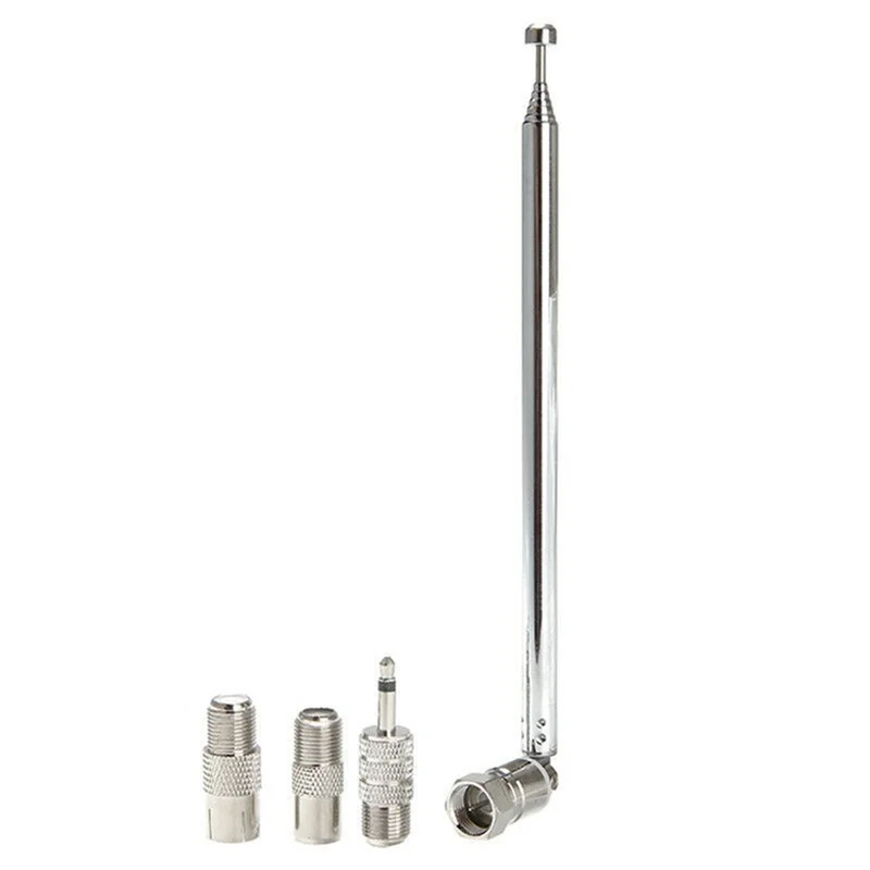 1Set Telescopic FM Radio Antenna Rod Antenna 3.5Mm Adapter MAV Stereo Receiver F Type Male Plug 7 Sections Antenna-Y41A