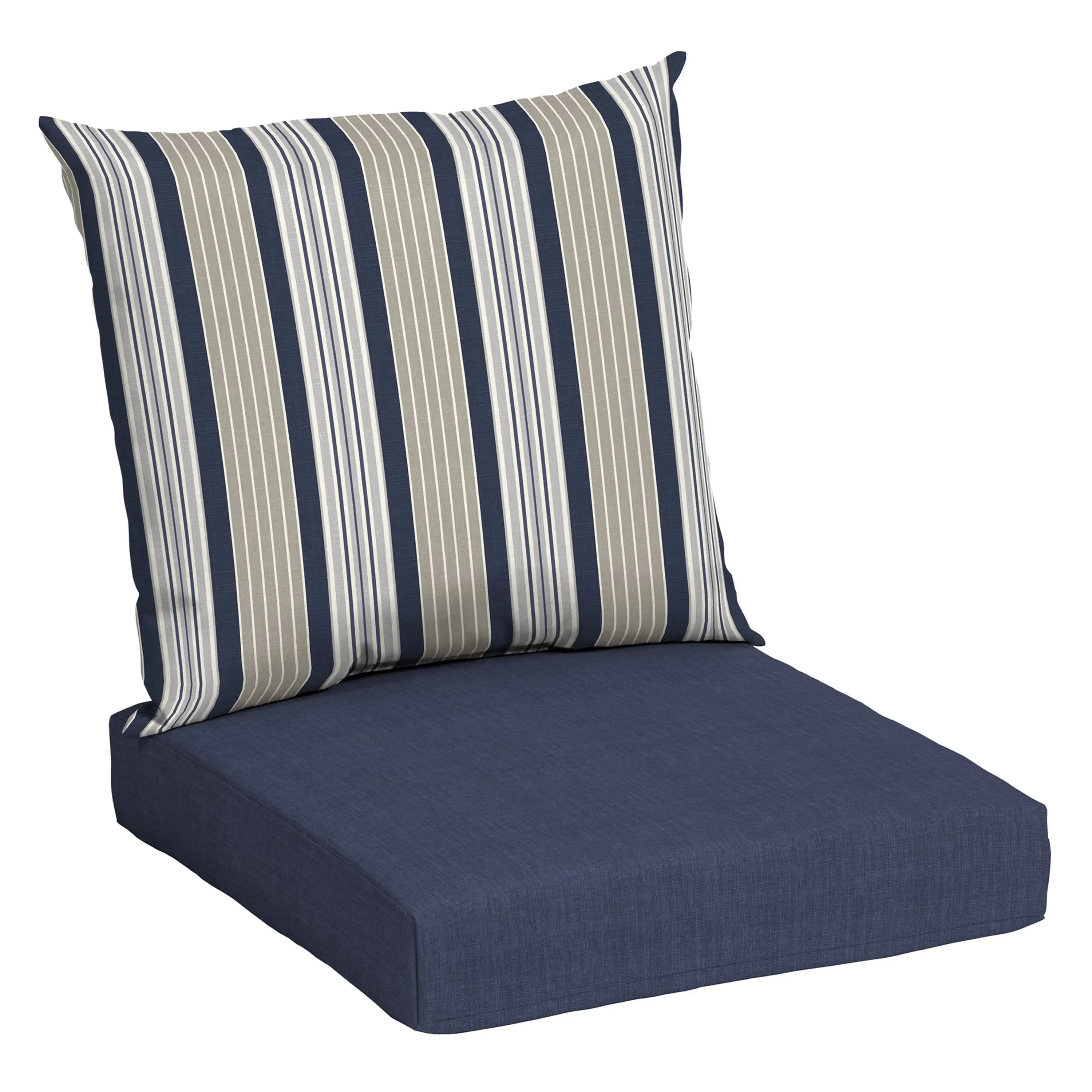 

45" x 22.75" Navy Stripe Rectangle Outdoor 2-Piece Deep Seat Cushion