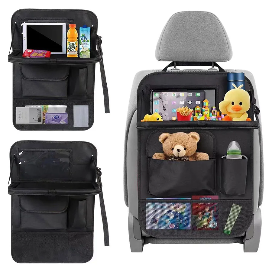 Multifunction Oxford Auto Car Back Seat Hanging Storage Pocket Organizer With Foldable Table Tissuel Pad Bottle Holder