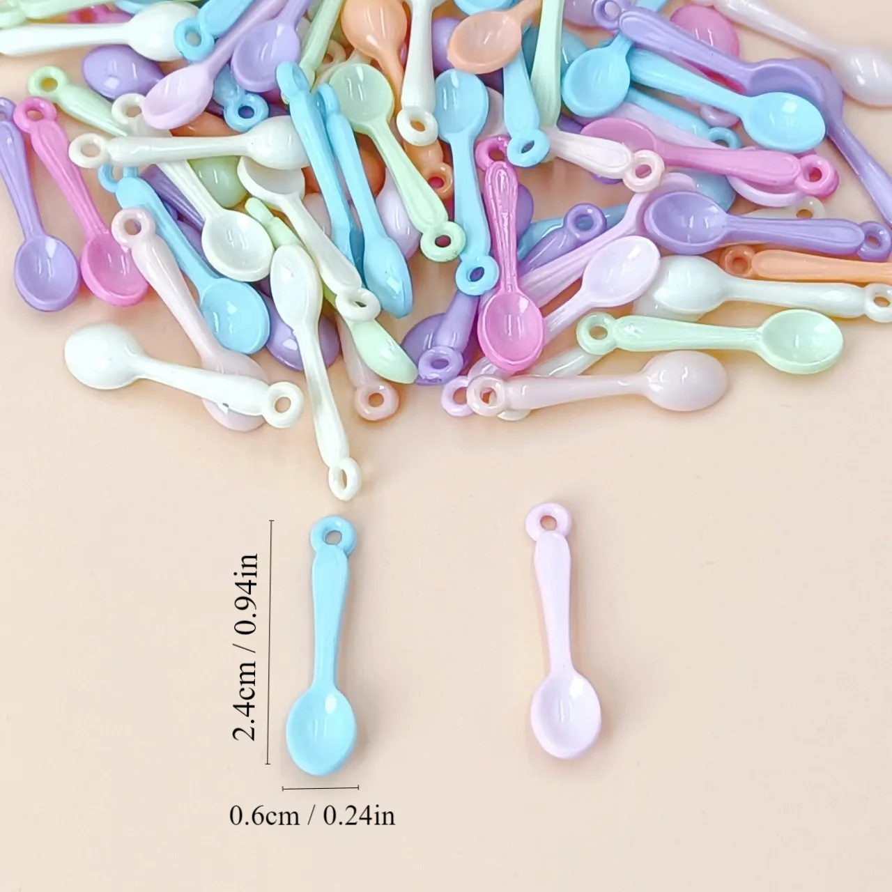 500pcs Acrylic Mini Colorful Spoon Charms Beads For DIY Jewelry Pendant Bracelet Necklace Keychain