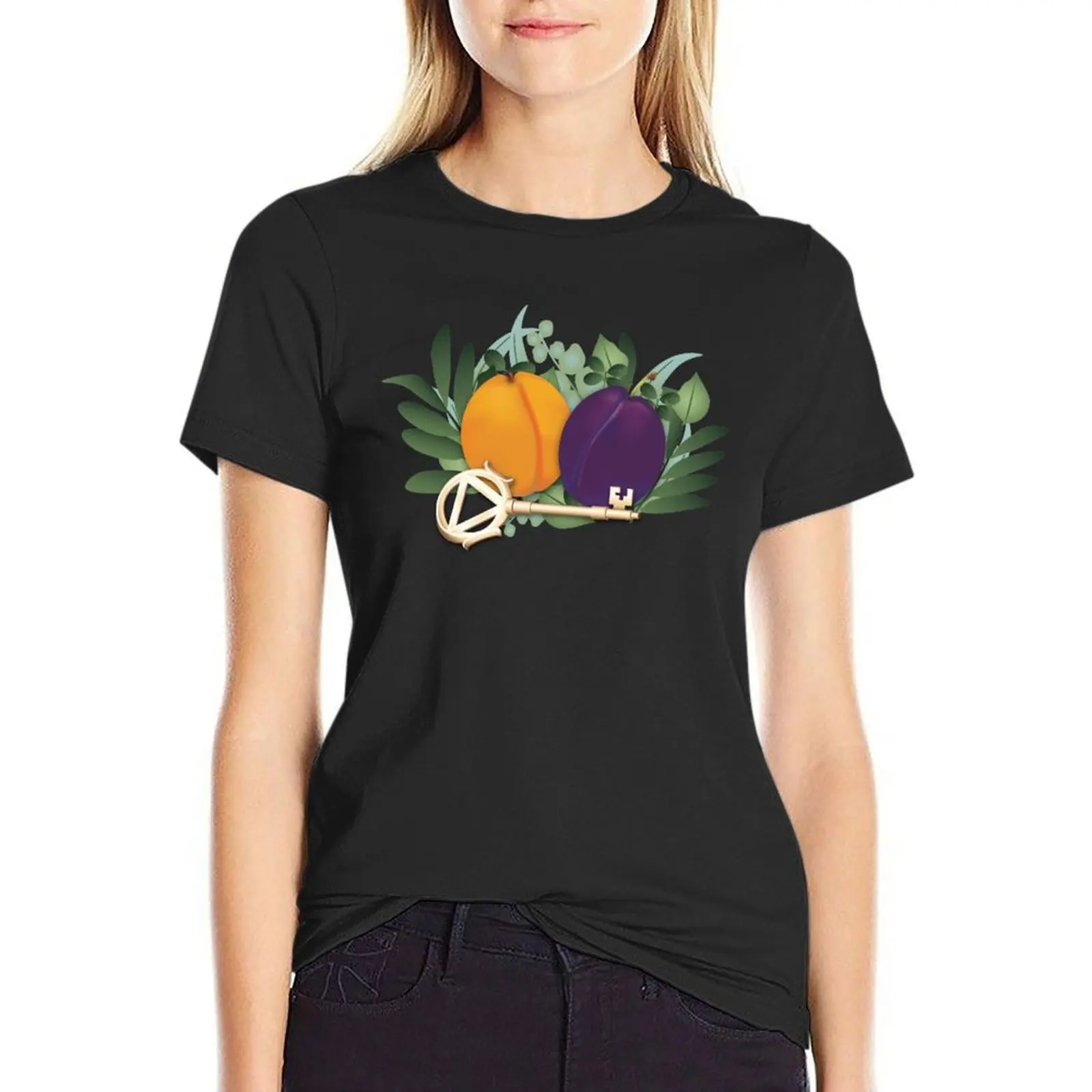 Peaches and Plums T-Shirt Short sleeve tee Female clothing summer tops graphics Women's clothing