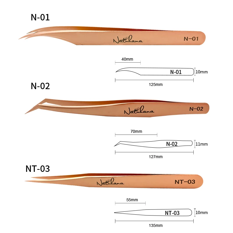 Natuhana Eyelashes Tweezers Stainless Steel Free Ship Tweezers High Precision Anti-static Tweezers for Eyelash Extensions Makeup