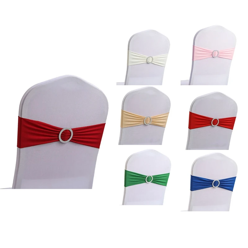 

50PCS Elastic Chair Knot Wedding Decoration Buckle Sashes Back Cover Hotel Home Seat Elegant Modern Ribbon Decors Durable ,C