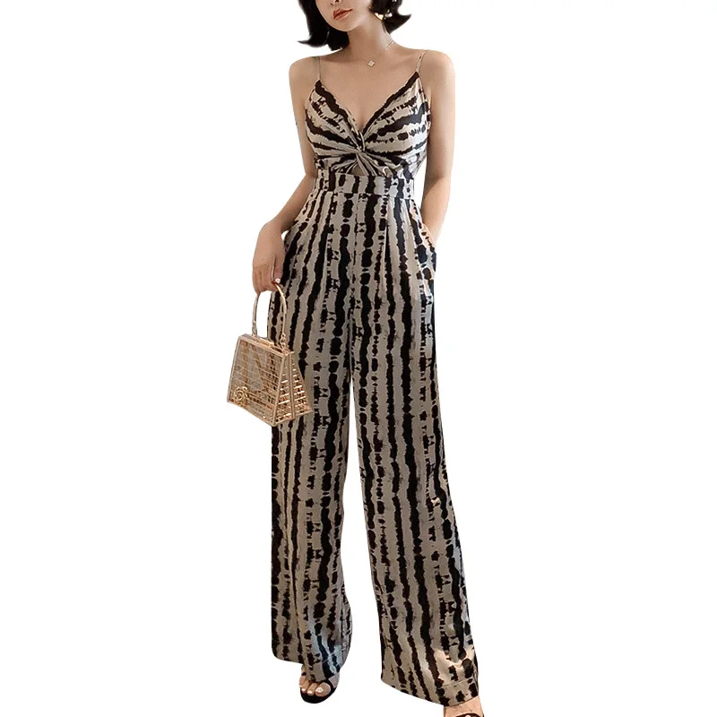 Print Leopard Sexy Rompers Womens Jumpsuit Elegant Pockets Sleeveless Spaghetti Strap High Waist Slip Summer Playsuits Ladies