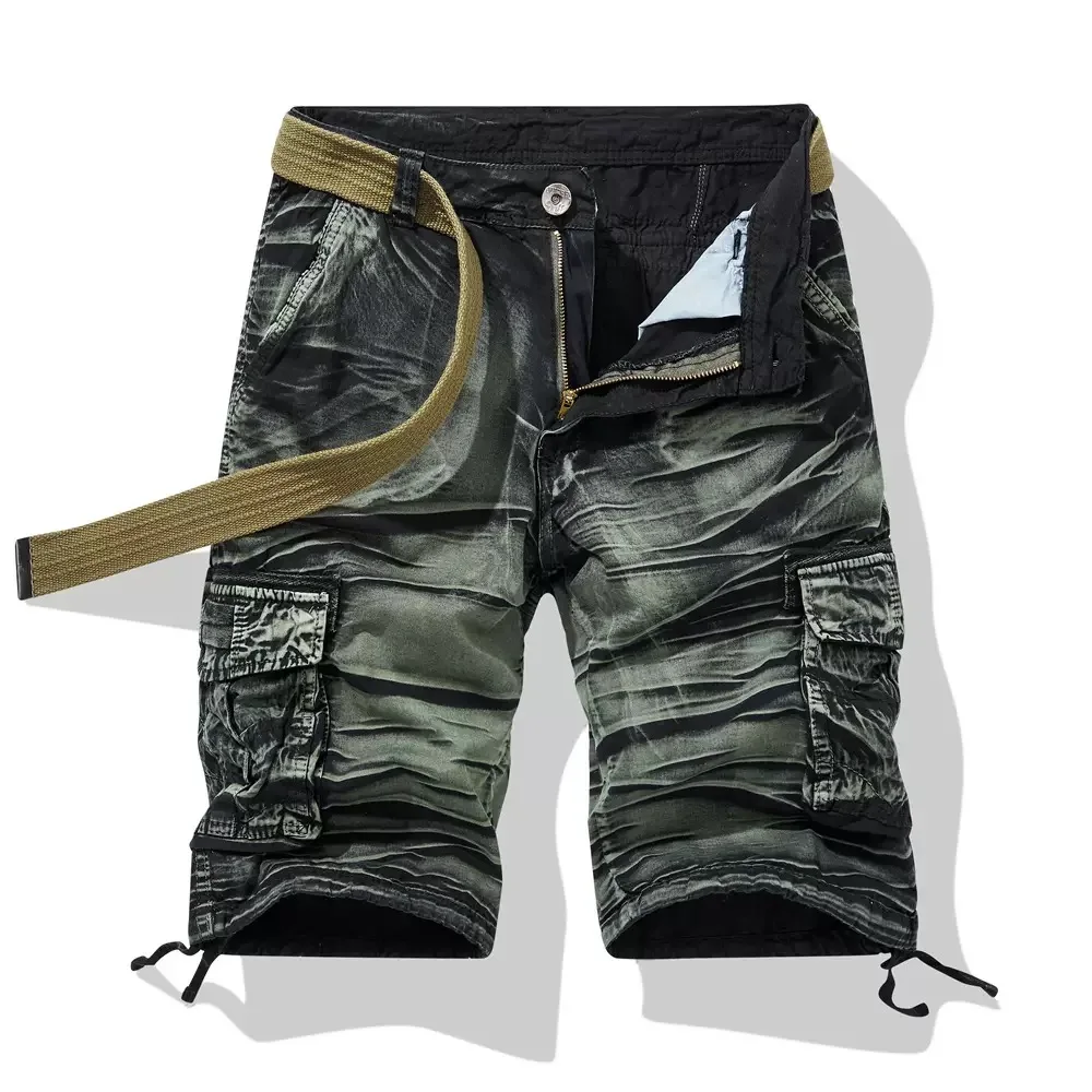 Summer Fashion Trend Pure Cotton Multi Pocket Workwear Shorts For Men's Casual Loose Sports Plus Large Size High-Quality Pants