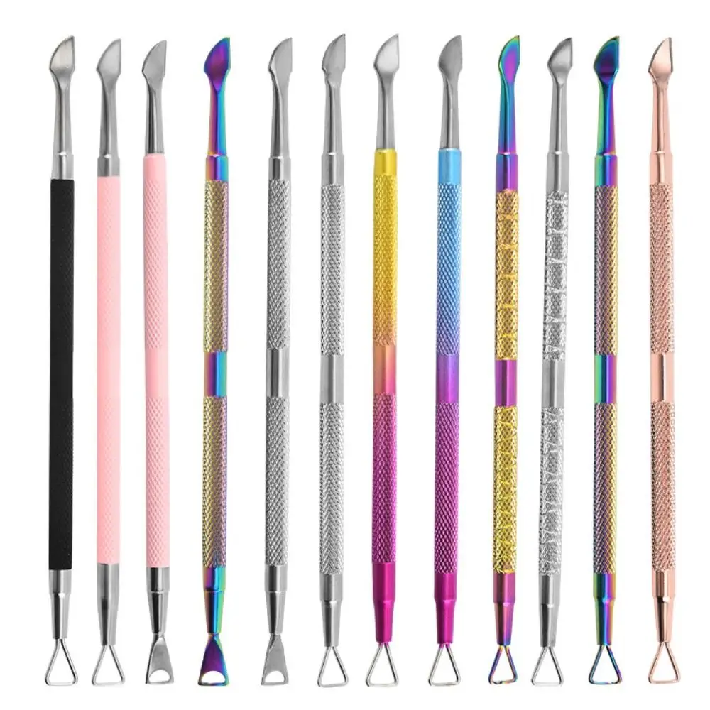 Double-Ended Cuticle Pusher Remove Nail Polish Glue Dead Skin Remover Steel Push Exfoliation Stainless Steel Nail Art Tool