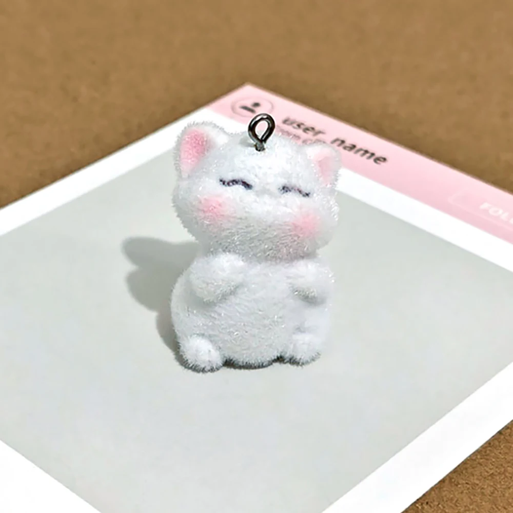 20Pcs 3D Flocking Resin Cat Charms Cartoon Cute Kitten Pendants for Earrings Necklaces Making DIY Jewelry Accessories Supplies