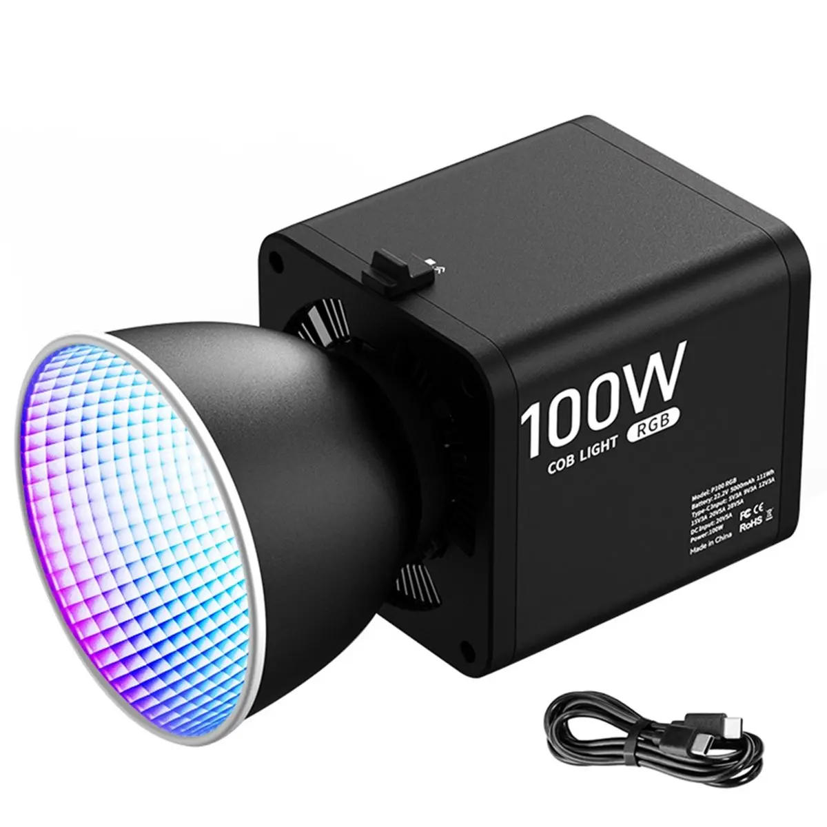 A14M 100W RGB LED COB Video Light Portable Photography Lighting Dimmable 2700-6500K for Studio Live Streaming