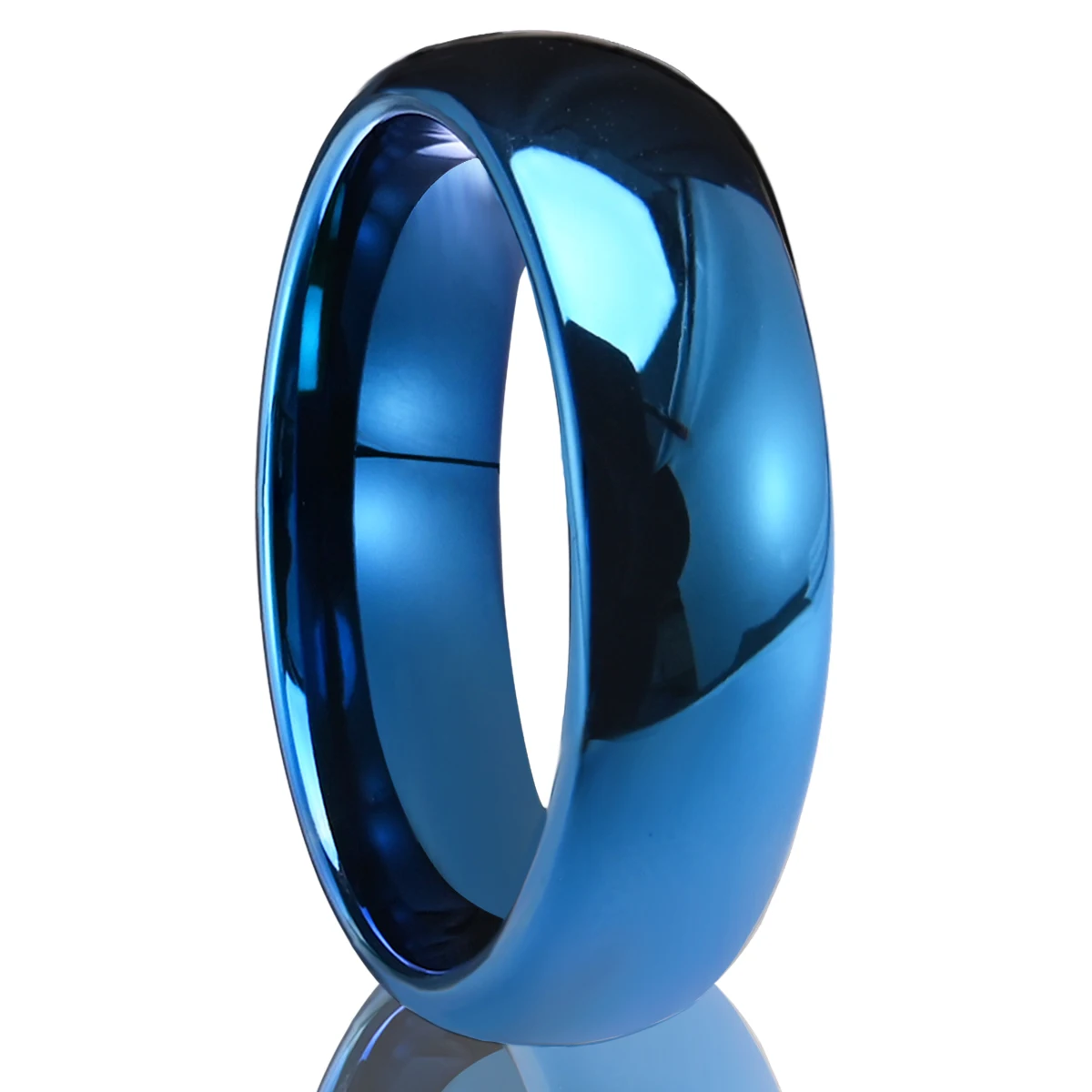 

8mm/6mm/4mm curved high polished blue tungsten steel ring, fashionable, simple and comfortable jewelry accessories gift