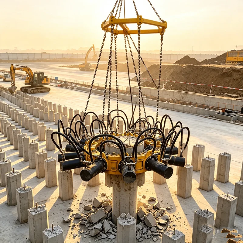 Hydraulic Pile Breaker Excavator Attachment Modular Concrete Pile Head Cutter for Round and Square Reinforced Pile