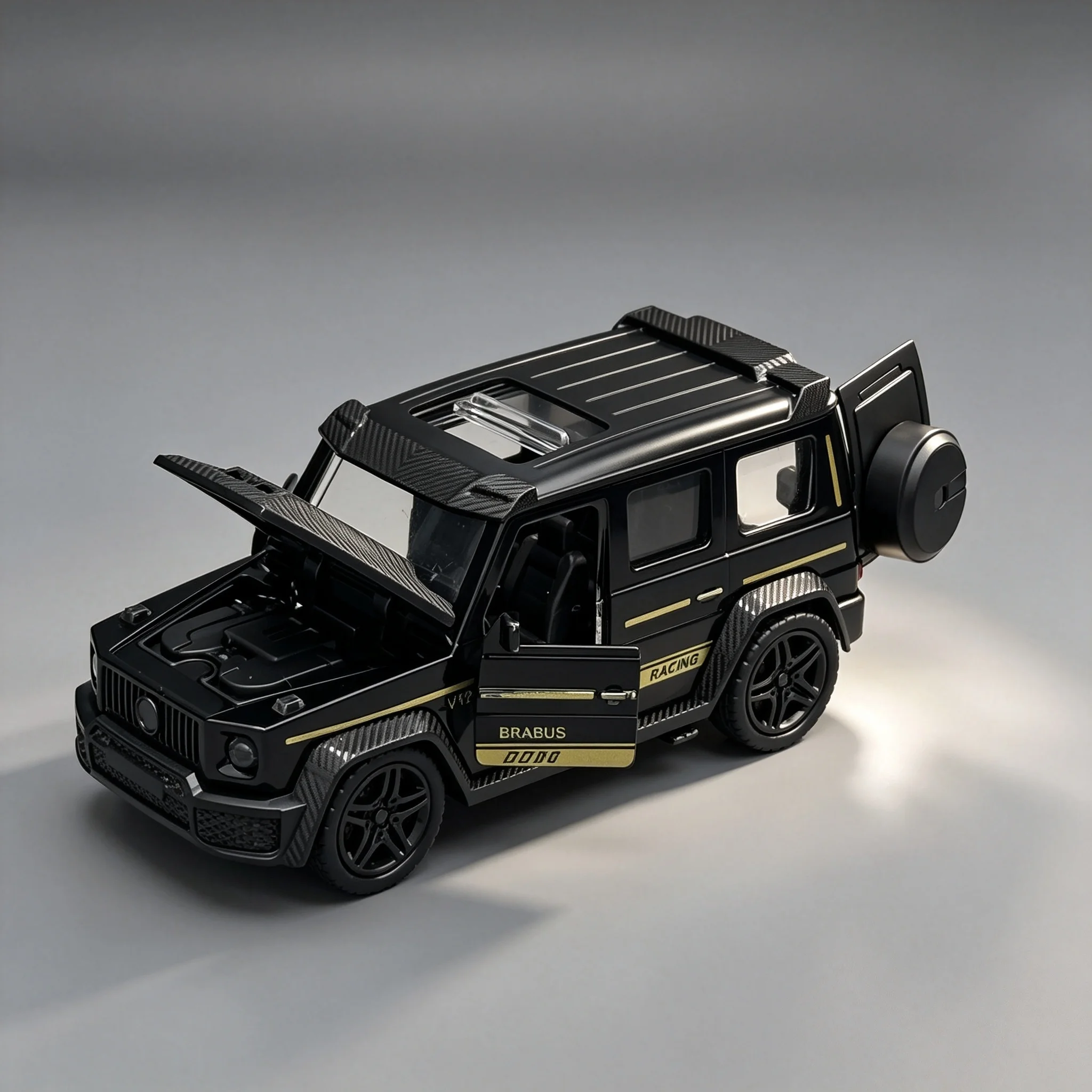 1:36 Scale Alloy SUV Model Car Diecast Toy Vehicle with Pull Back Function Openable Doors Hood and Tailgate for Children Gift