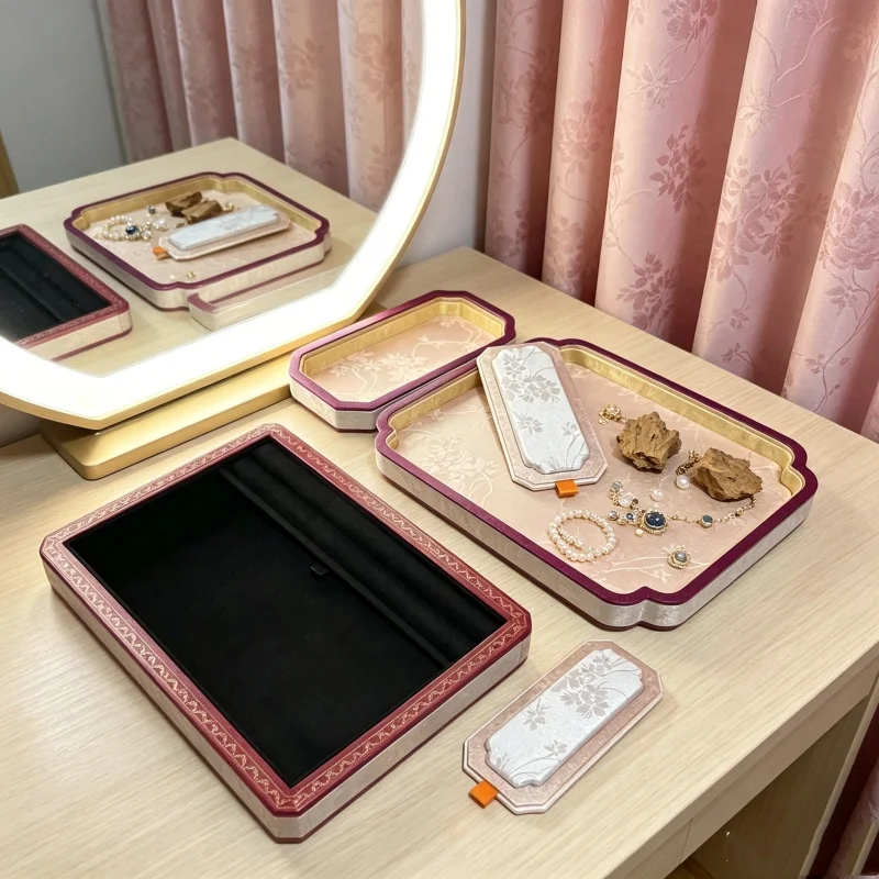 Islamic Gift Velvet Jewelry Tray, Oriental Storage for Bracelet Necklace Ring Earring, Ramadan Present, Counter Showcase