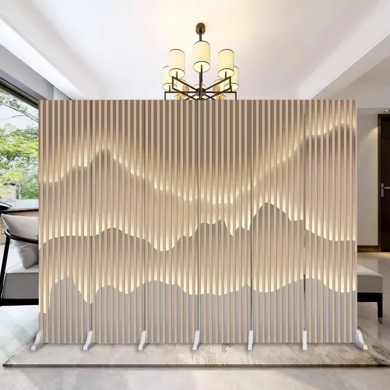 New Chinese Style Folding Partition Screen Portable Room Divider for Office Entry Restaurant Hotel Living Room Simple Mobile