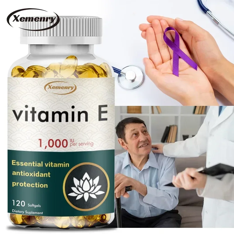 Vitamin E 1000IU Capsules - Support Skin, Cardiovascular Health, Repair Cells, Improve Immunity, Anti-oxidation