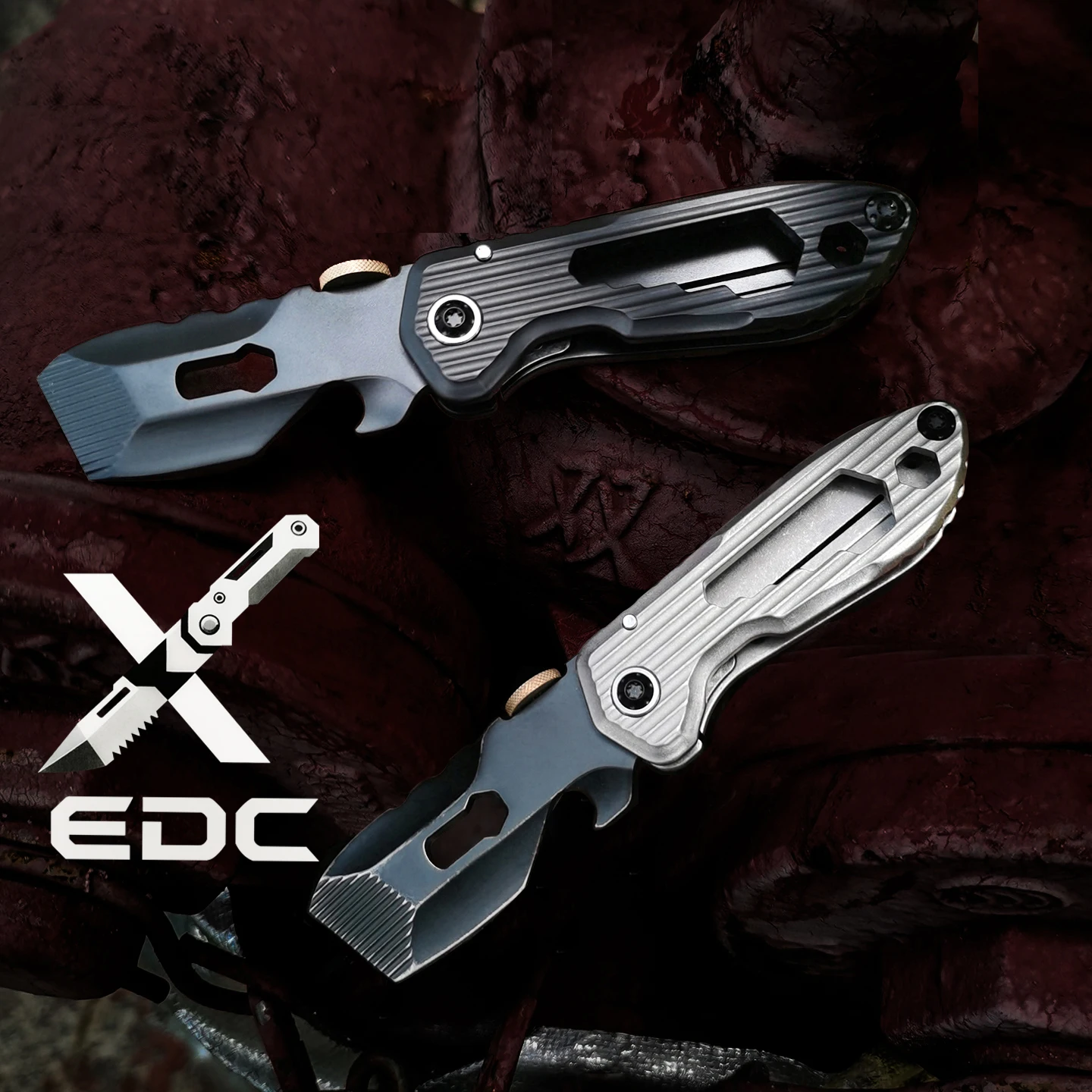 EDC Titanium Alloy Folded Crowbar Tools Bottle Opener Outdoor Camping Multifunction EDC Tools
