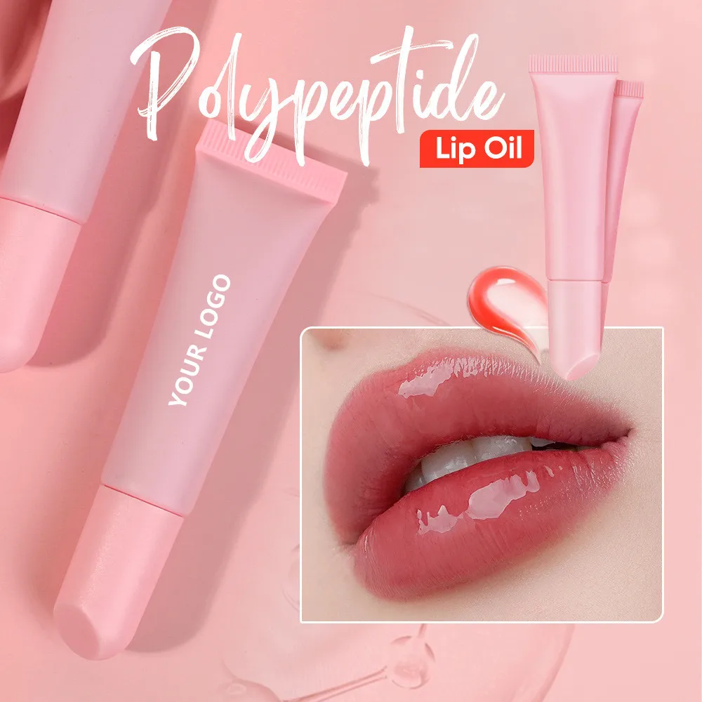 Make up Lip Gloss Custom Logo Vegan Glossy Liquid Lip Care Oil Peptide Treatment Plumper Liploss Squeeze Tubes 5PCS