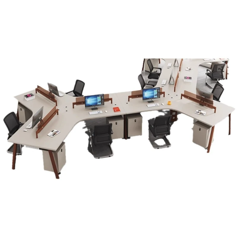 

Simple and modern office staff desk for 6 people and 8 people, double staff station office desk and chair combination