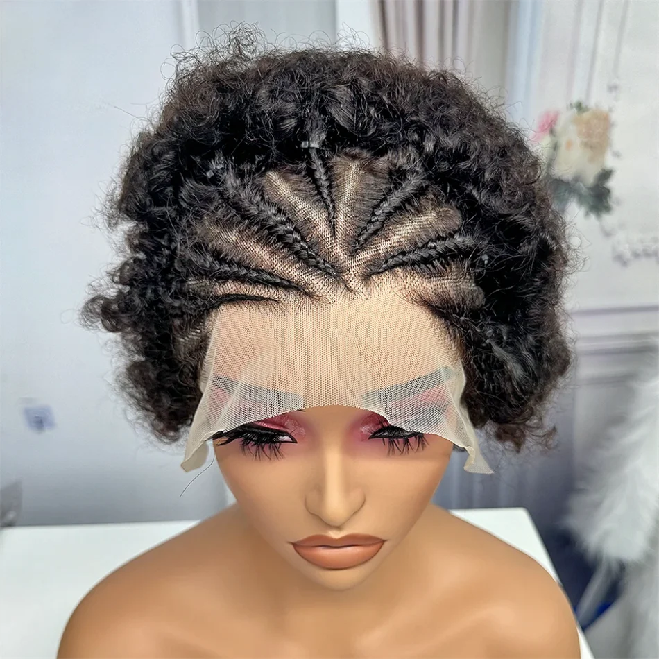 Perruque afro brésilienne naturelle, cheveux courts et bouclés, 13x4