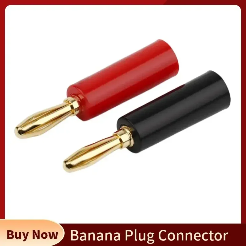 4mm Banana Plug Connector Male Audio Jack Speaker Terminal Gold Plated Conector DIY Musical Cable Black Red Consumer Electronics