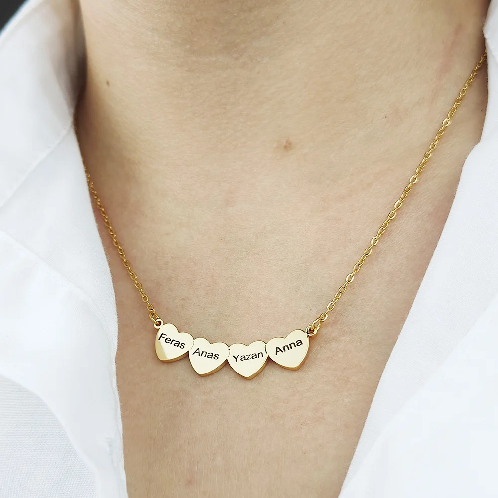 Collar con colgante de corazón de amor grabado personalizado para mujer, joyería de acero inoxidable, Gargantilla de oro con nombre personalizado de