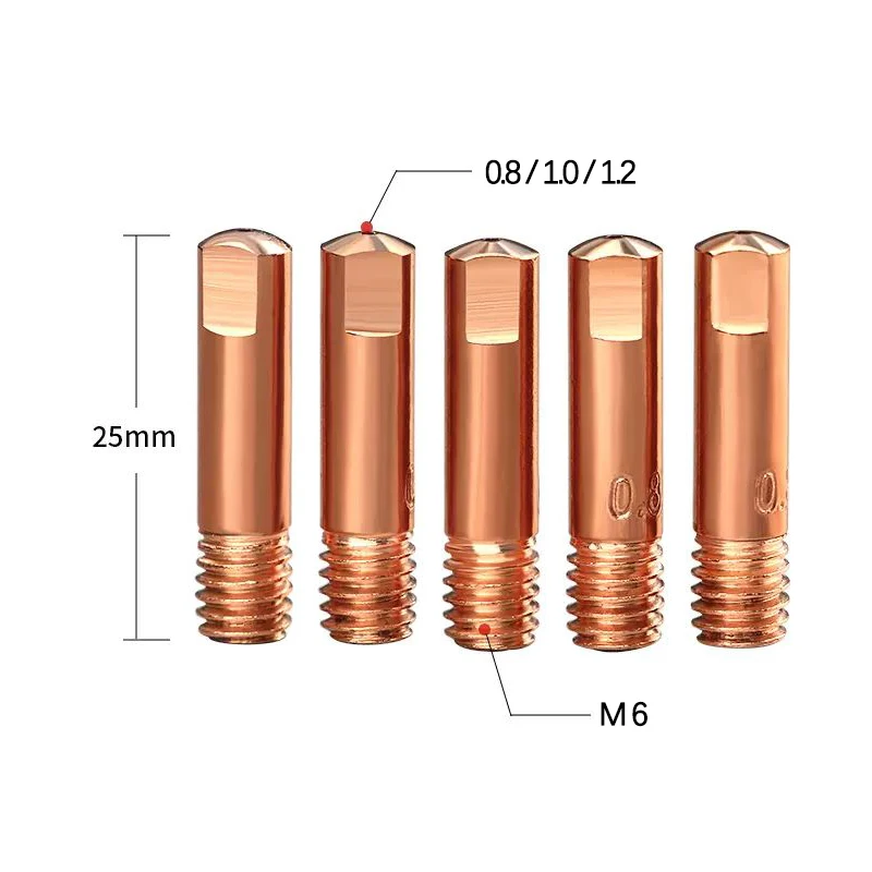 Boquilla de Gas para soplete de soldadura MIG, punta de contacto de 5/10/20 piezas, 15AK/24KD/36KD, arco de argón/0,8/1,0/1,2/1,4mm