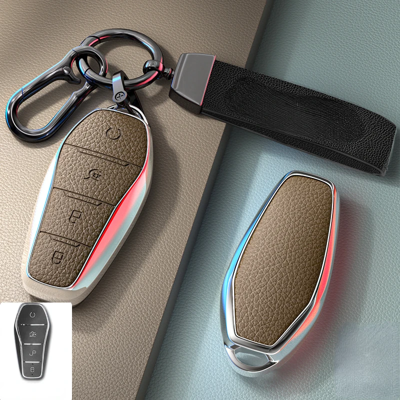 Suitable For BYD Han Tang Song ATTO3 SEAL DOLPHIN E2 CHAZOR05 Granvia TPU + Leather Car Remote Key Case Cover