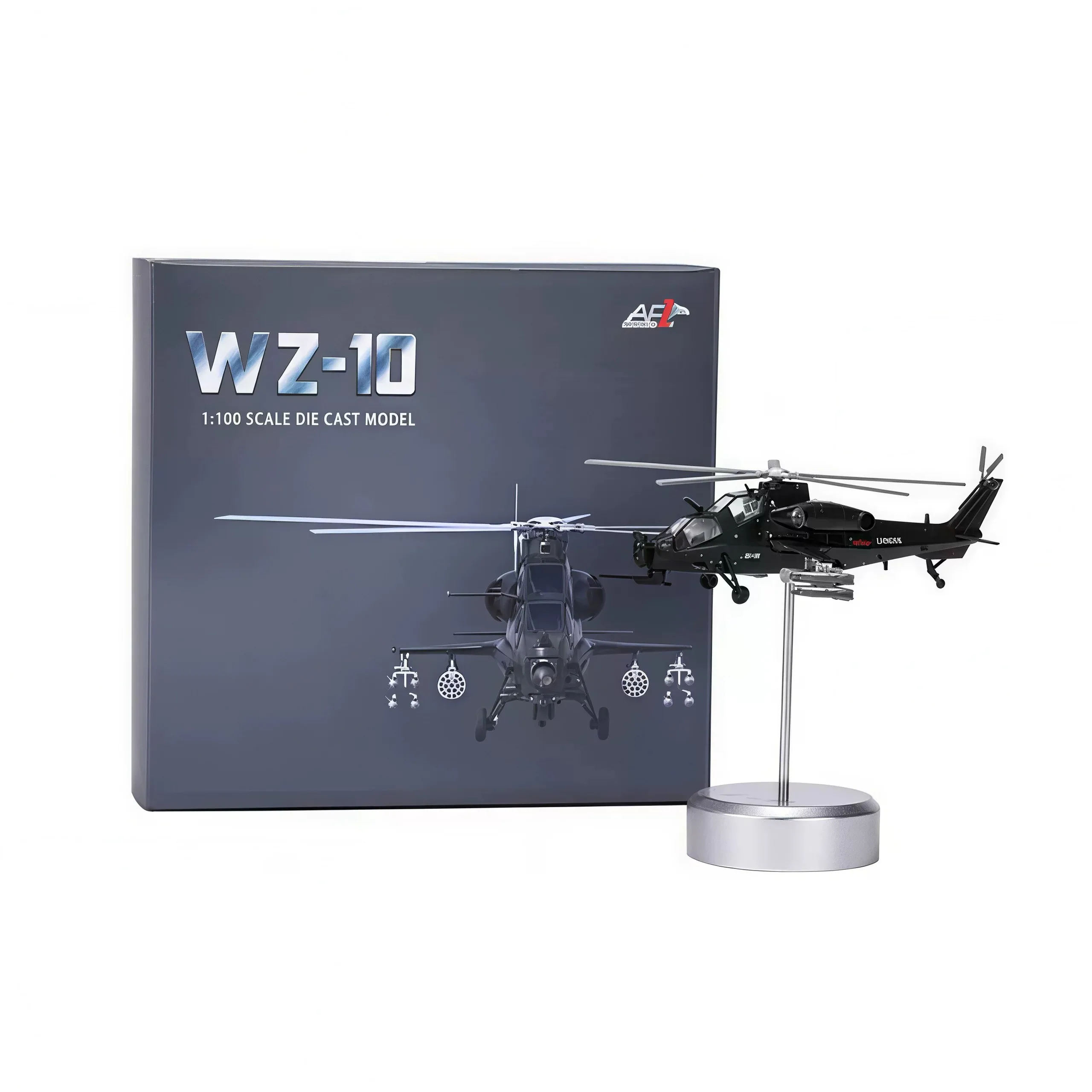 1/100 Scale Diecast Model Aircraft WZ-10 Armed Helicopter Metal Airplane Rotated Propeller For Military Aviation Enthusiast Gift