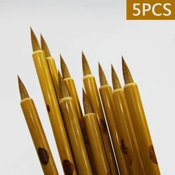 5PCS Weasel Hair Calligraphy Brush Pen Handmade Bamboo Handle Chinese Painting Brush Xiaokai Regular Script Writing Brush