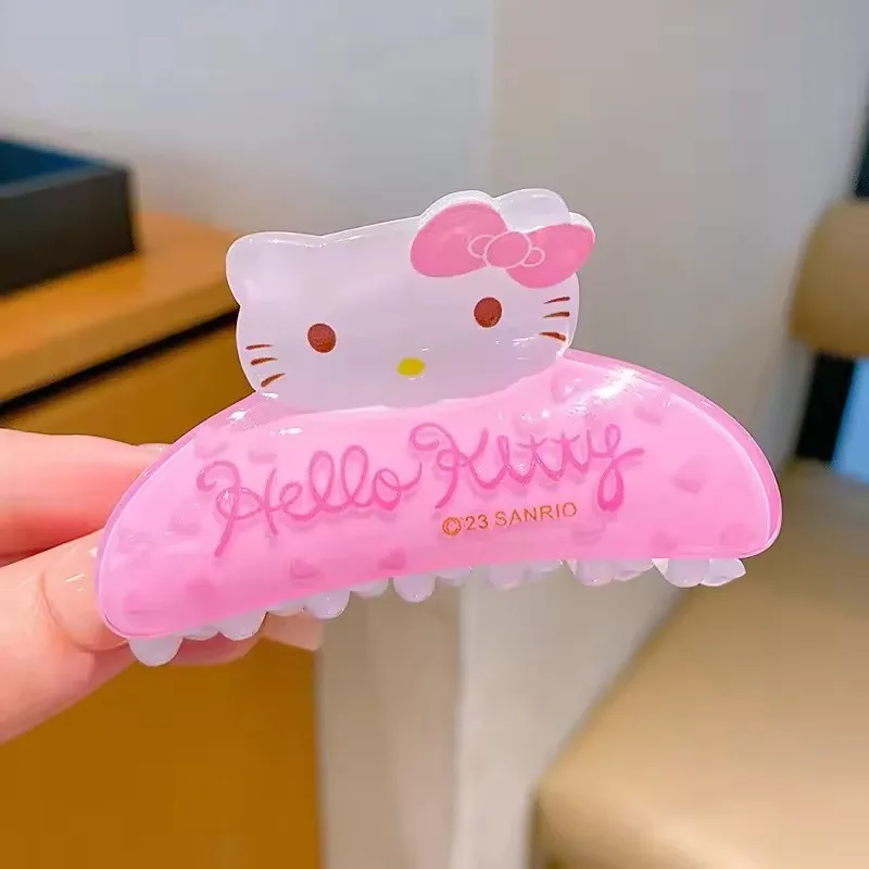 Klipsy do włosów Hello Kitty Y2K Sanrio dla dziewczynek, akrylowe spinki typu klips rekin, akcesoria do włosów dla dzieci, prezent urodzinowy, zabawki