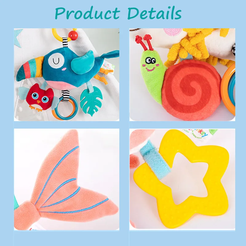 Weiche Plüsch Vogel Baby Bett Hängen Musik Rassel Spielzeug Neugeborenen Pädagogisches Hand Grip Mobile Ring Glocken mit Beißring Kinderwagen Spielzeug