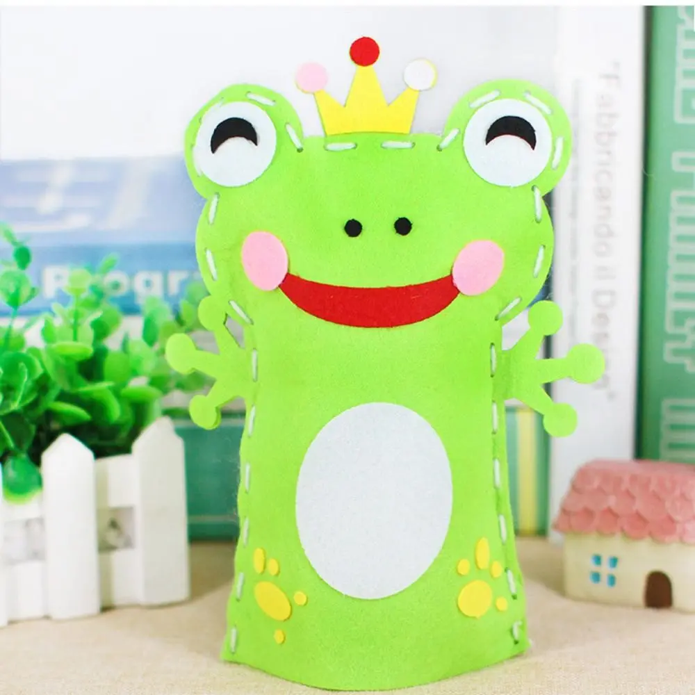 Cartoon Non-woven Hand Puppets Plastic Animal DIY Crafts Toys Nylon Teaching Aids Handmade Material Bags Children