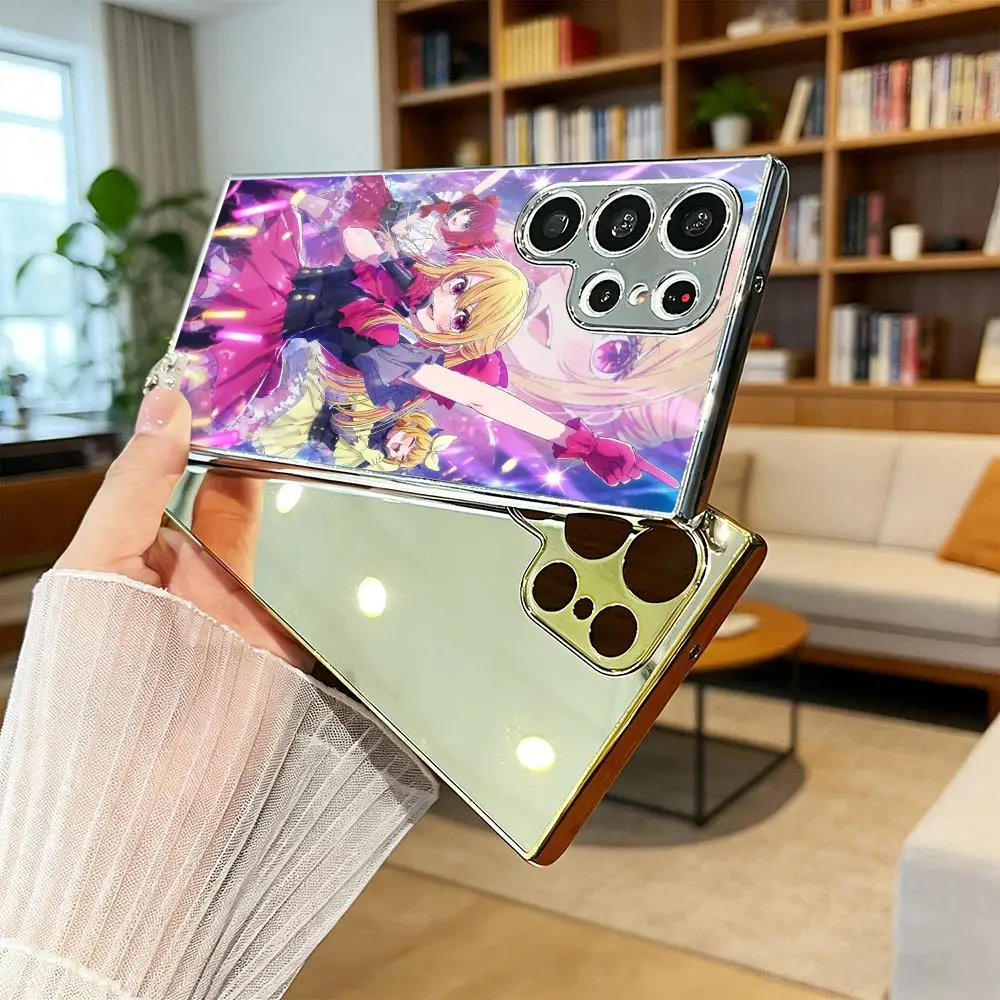 O-Oshi No-K-Ko Anime Cute Phone Case Electroplated Metal Frame Case For Samsung Galaxy S25 S24 S23 Ultra Funda