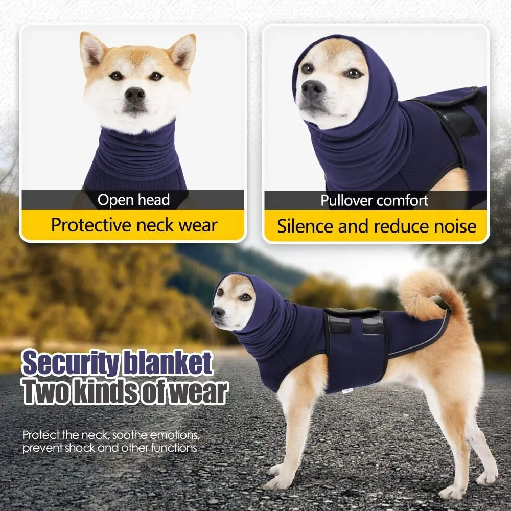 Noise-proof Dog Calming Hoodie Anxiety Relief Reflective Pet Earmuff Breathable Noise Protection Dog Vest Jacket Small Large Dog