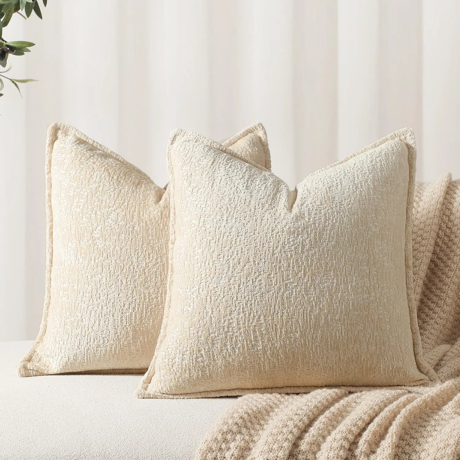 Ins Nordic Cushion Cover Thickened Chenille Throw Pillow Covers Green Decorative 45x45/50x50/65X65cm Sofa Bed Living Room Decor