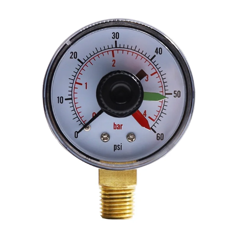 ABKL-Pressure Gauge With Dial Replacement For Select Filters, 2Inch X 1/4Inch NPT Bottom, 0-60Psi/4Bar Durable Easy To Use