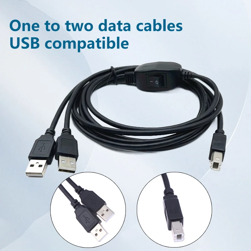 2 In 1 USB A To B Male To Male Printer Cable Printer Splitter For Two Computers-F(x)