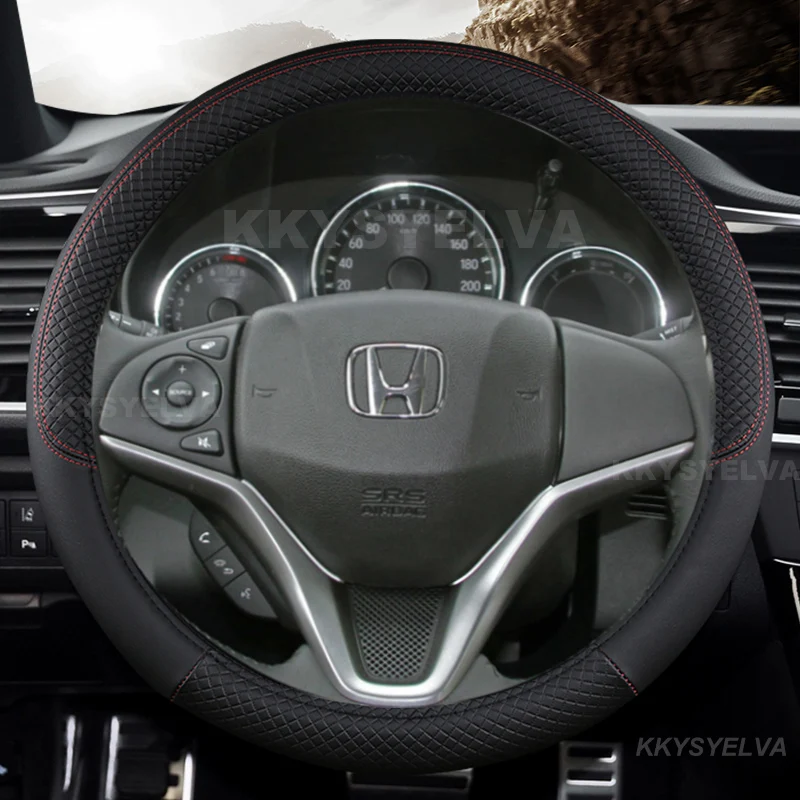 Microfiber Leather Car Steering Wheel Cover For Honda City 2014-2019 Fit 2014-2019 Jazz 2014-2019 HR-V 2016 Auto Accessories