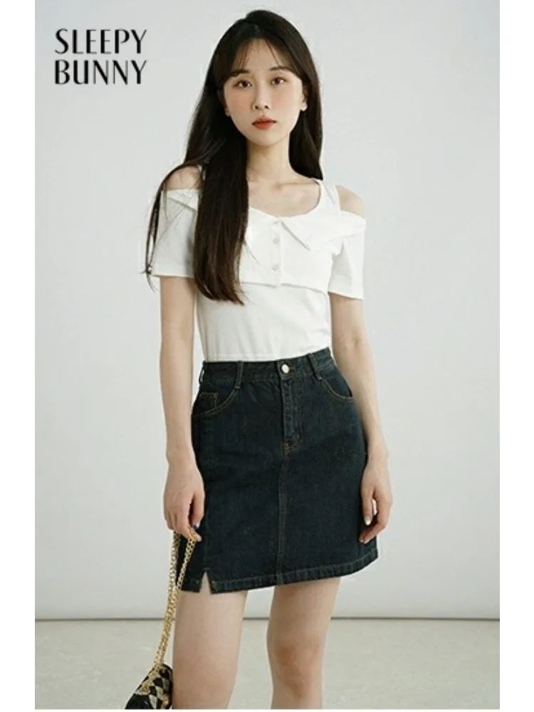 

Women Lady Ribbed Off-Shoulder Tee Slim Stretchy Summer T-Shirt Elegant Short-Sleeve Top High-Waist Trendy Casual Fashion Outfit