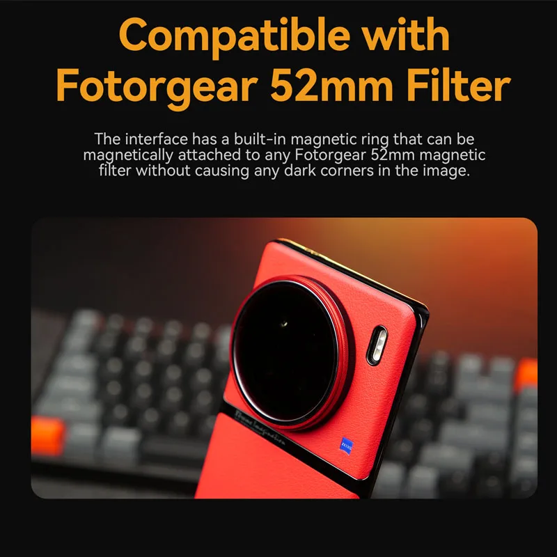 Fotorgear Fotografie Handyhülle für Vivo X90 Pro Vivo X90 Pro Plus mit 52 mm Magnetfilter Magsafe Linsenabdeckung CPL Black Mist